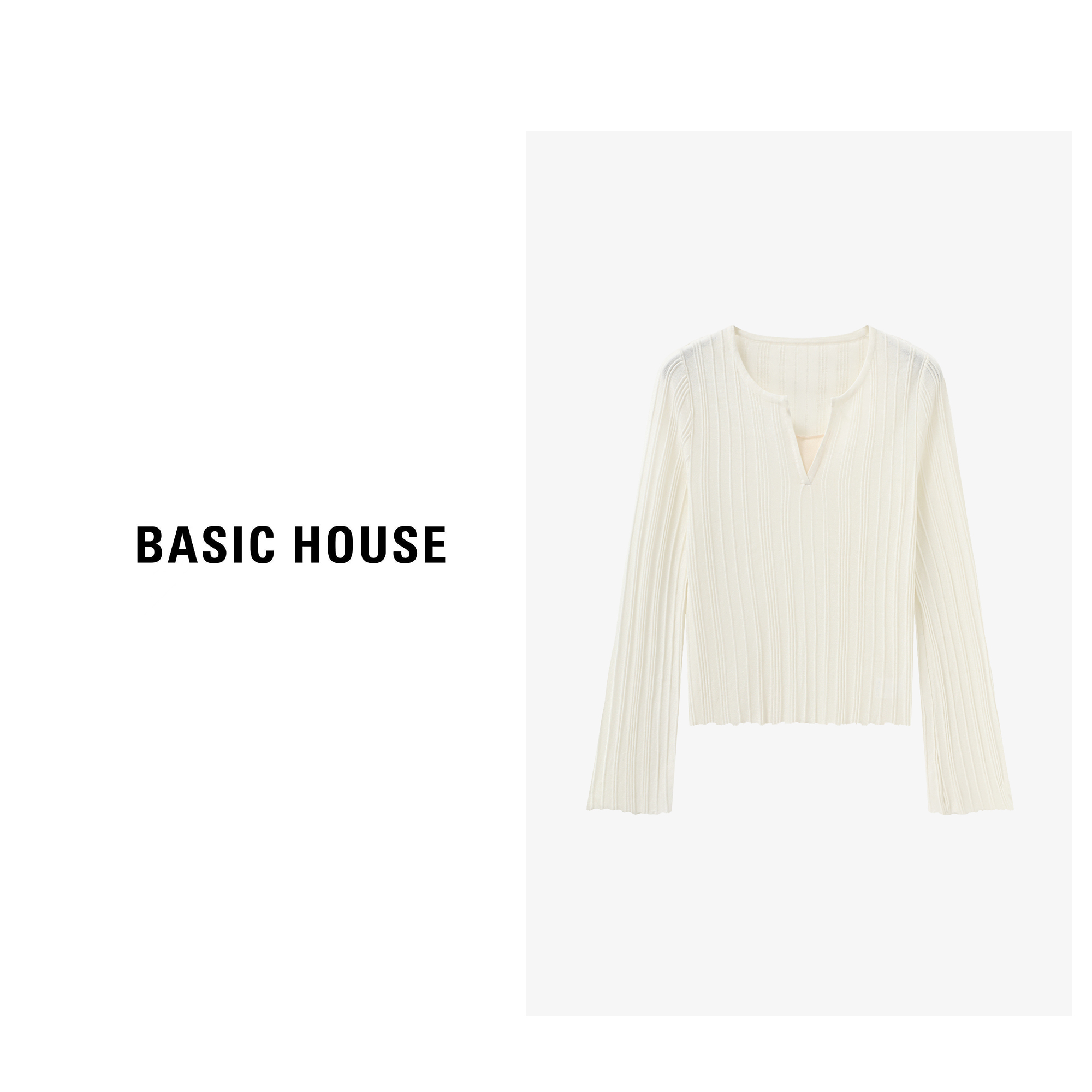 Basic House/百家好纯欲慵懒风女装修身显瘦针织衫-B0625B5KKP2