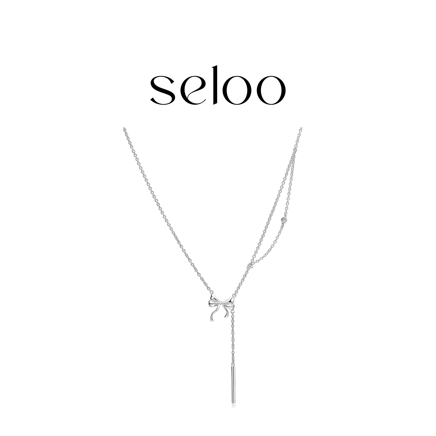 合金项链 Seloo【蝴蝶结流苏项链】百搭小众ins项链SE507X531