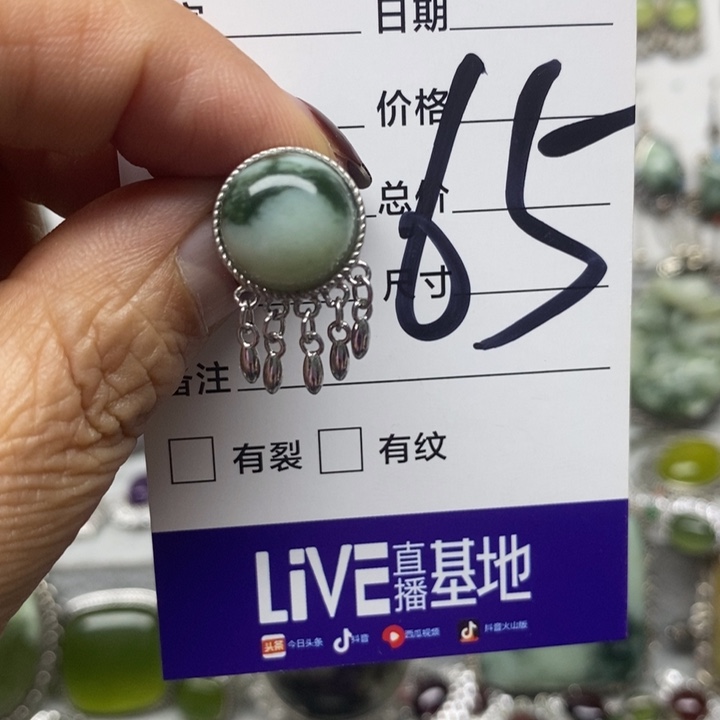 蛇纹石玉耳环银S925镶嵌放*