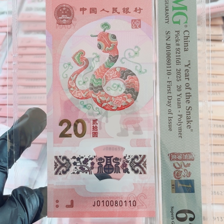 塑料PMG首日标68蛇钞010080110