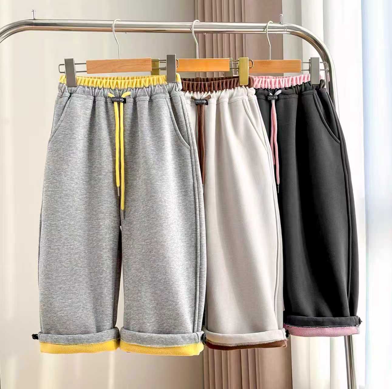 新款百搭儿童加绒加厚运动休闲裤宽松时尚潮酷香蕉裤韩版冬款