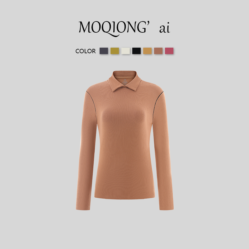 【墨琼·】“天鹅颈”美丽诺羊毛丁达尔风百搭小翻领针织衫228