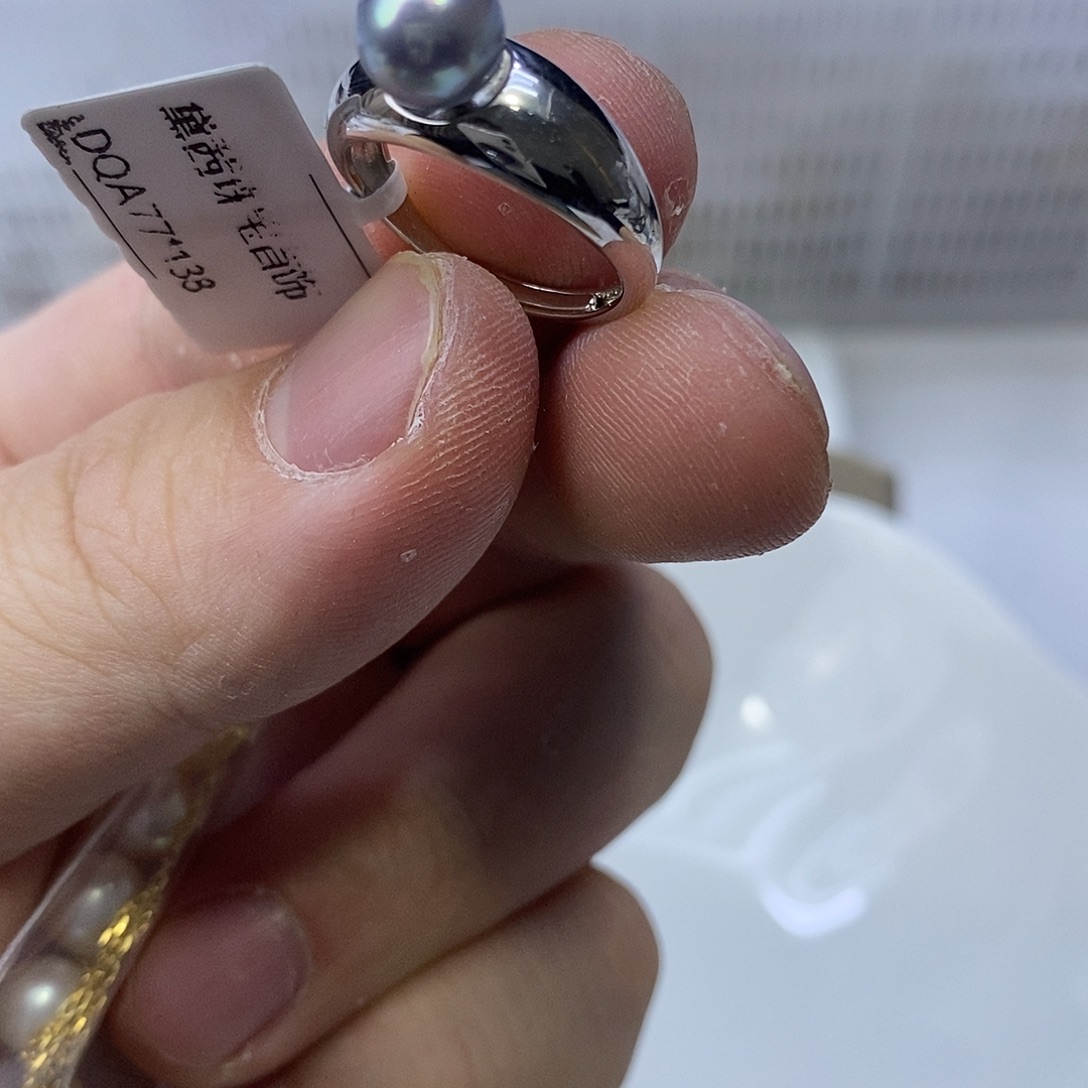 戒指海水珍珠银S925镶嵌