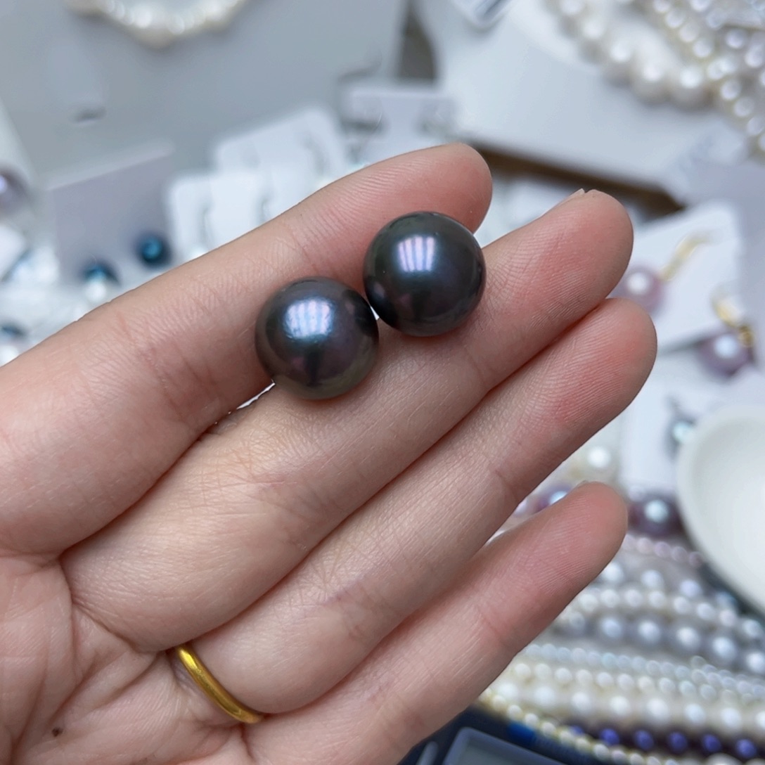 淡水珍珠耳饰银S925镶嵌