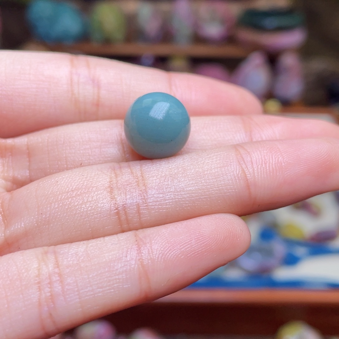 玛瑙/玉髓珠宝半成品未镶嵌b****轻盐源玛瑙蓝色高品珠