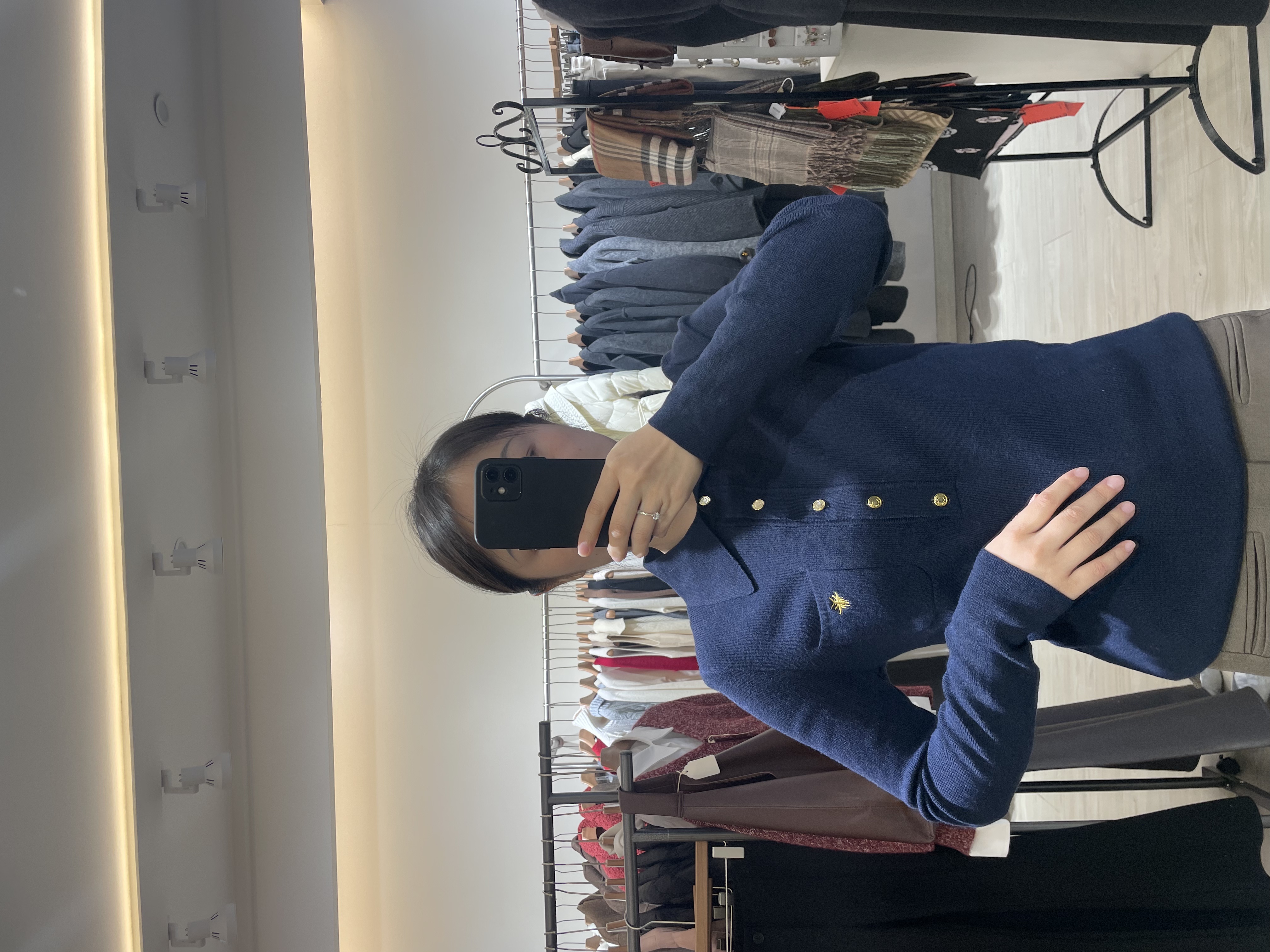 毛针织衫女单排扣POLO领长袖