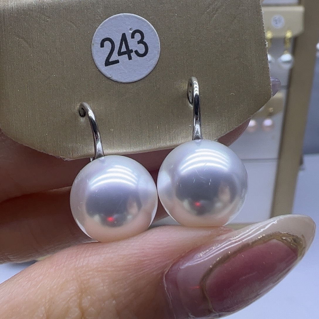 银S925镶嵌淡水珍珠耳饰