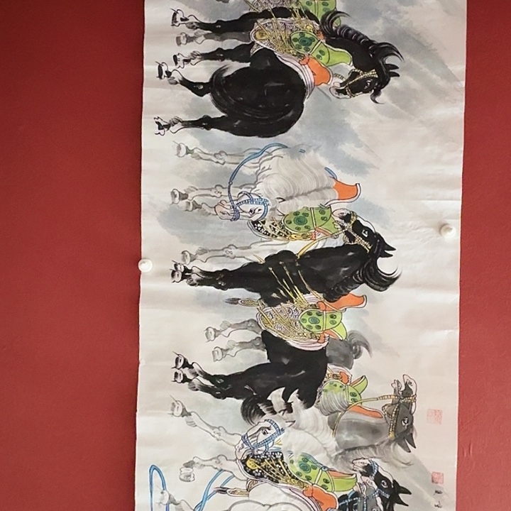 国画黄春香国画八骏展鸿图尺寸178*68