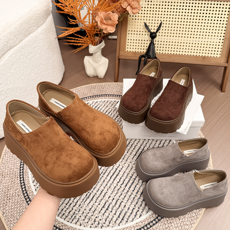 厚底增高勃肯鞋女春秋季2025新款百搭复古松糕一脚蹬懒人两穿单鞋