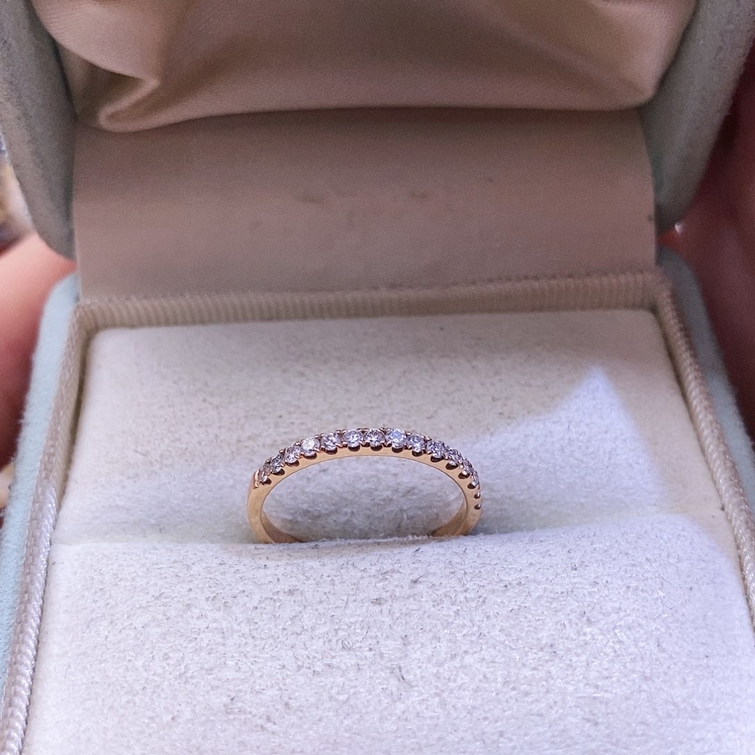 钻石戒指/指环18K金镶嵌妙*20分排戒指k玫12