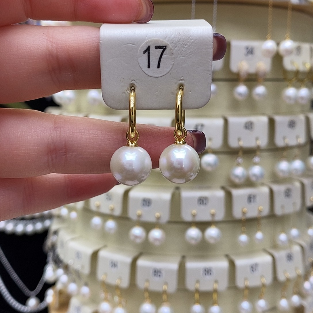 淡水珍珠耳饰银S925镶嵌