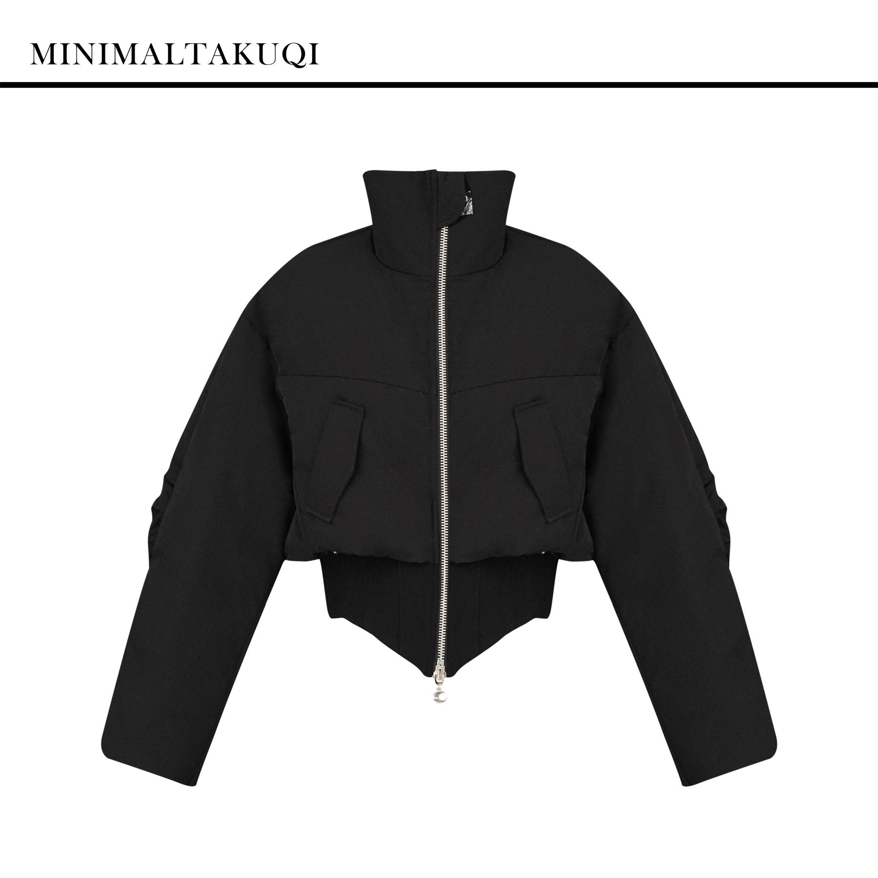 【XSY】code极致代码-25冬季新款假两件哑光收腰短款羽绒服