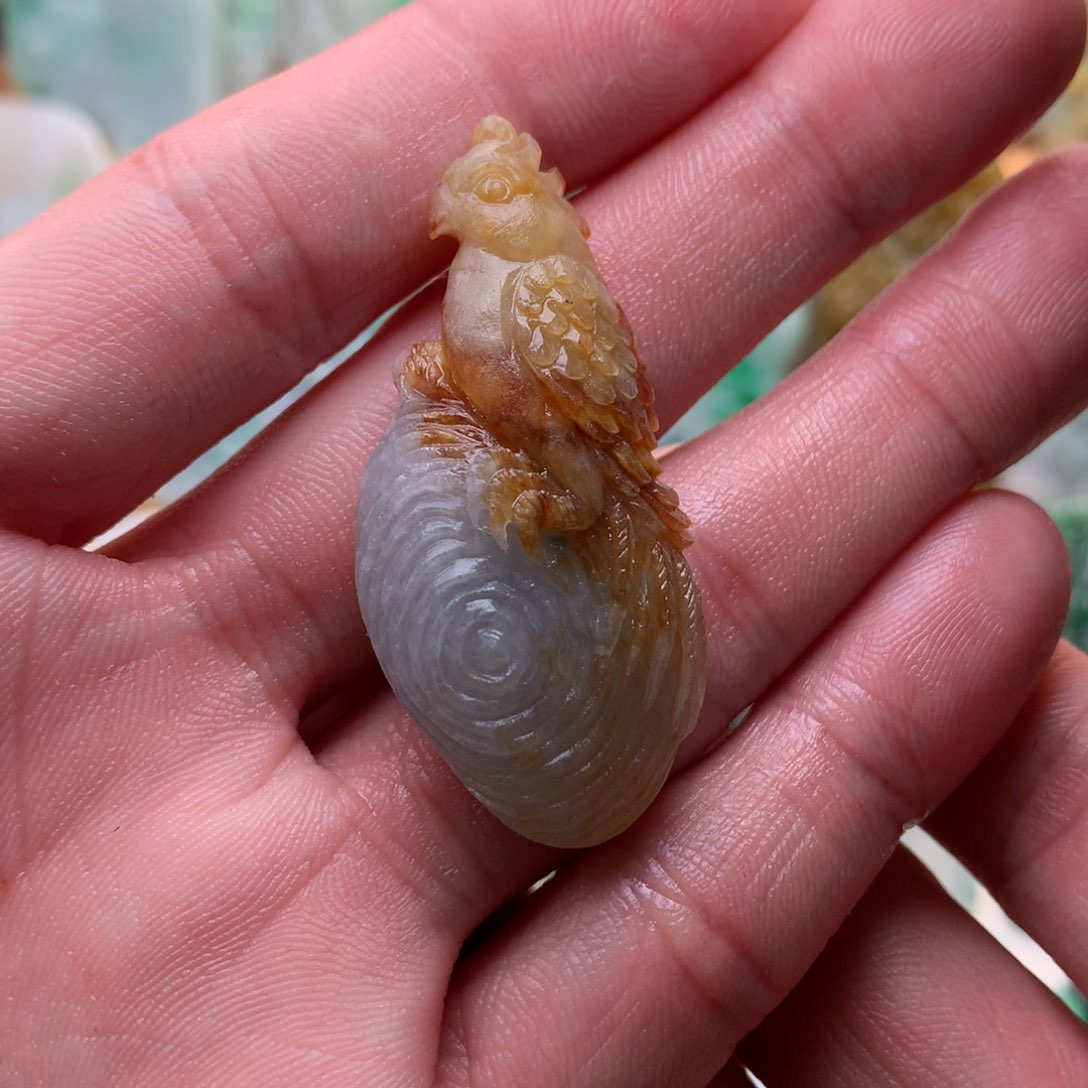 定制翡翠未镶嵌鹦鹉