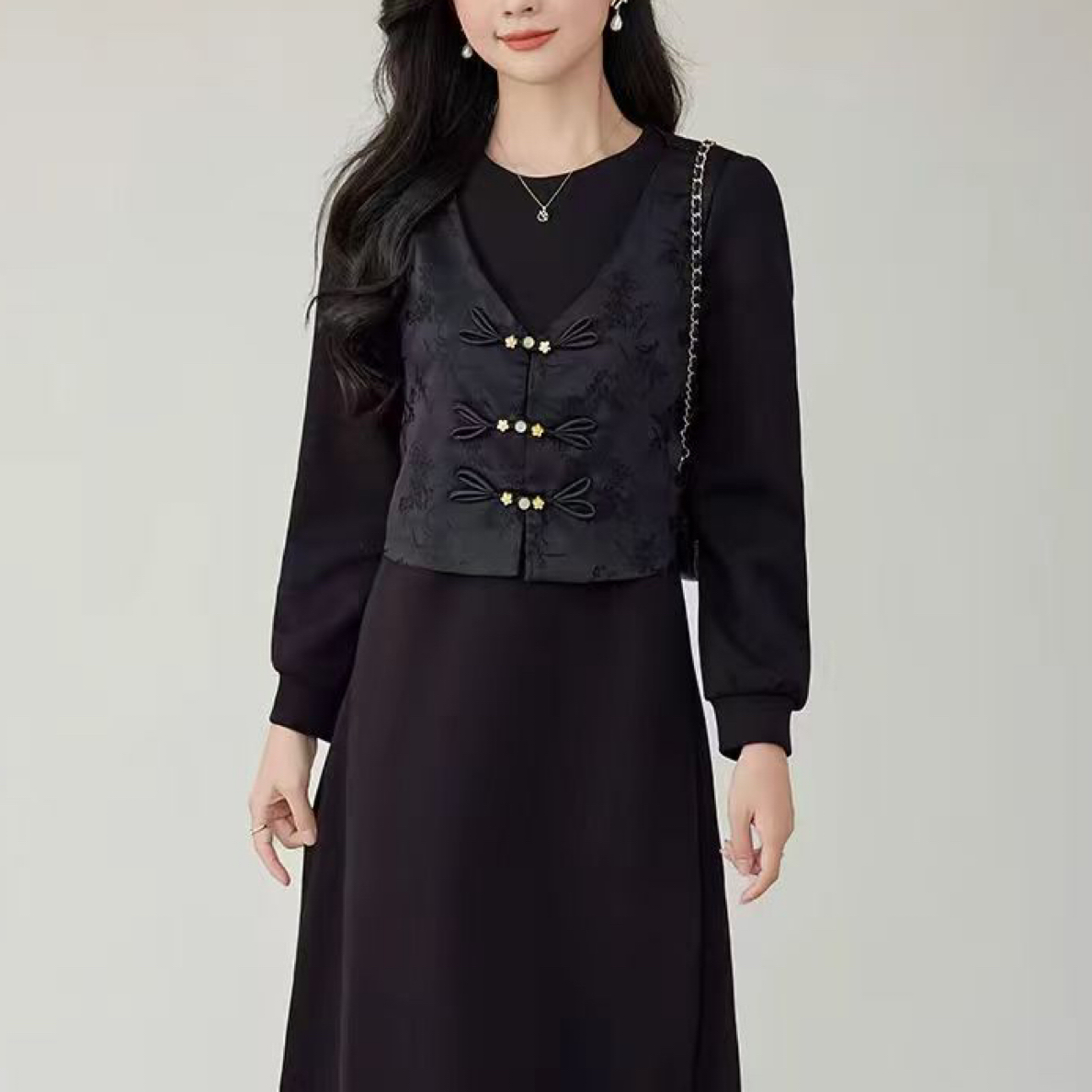 王荣女装国风马甲连衣裙