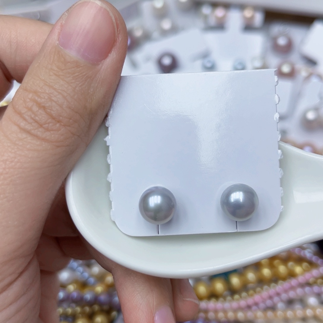 淡水珍珠耳饰银S925镶嵌