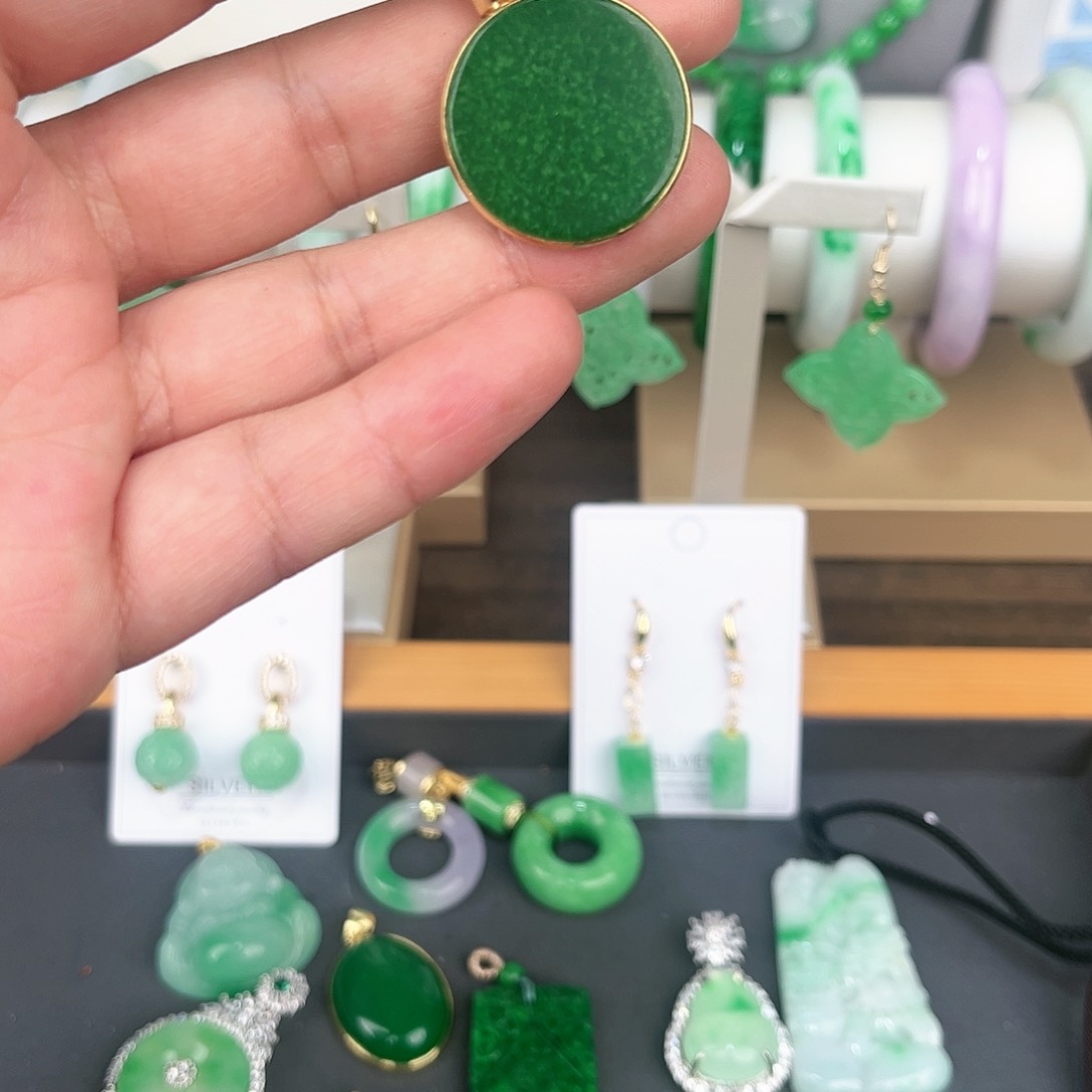 翡翠项链14K金镶嵌我