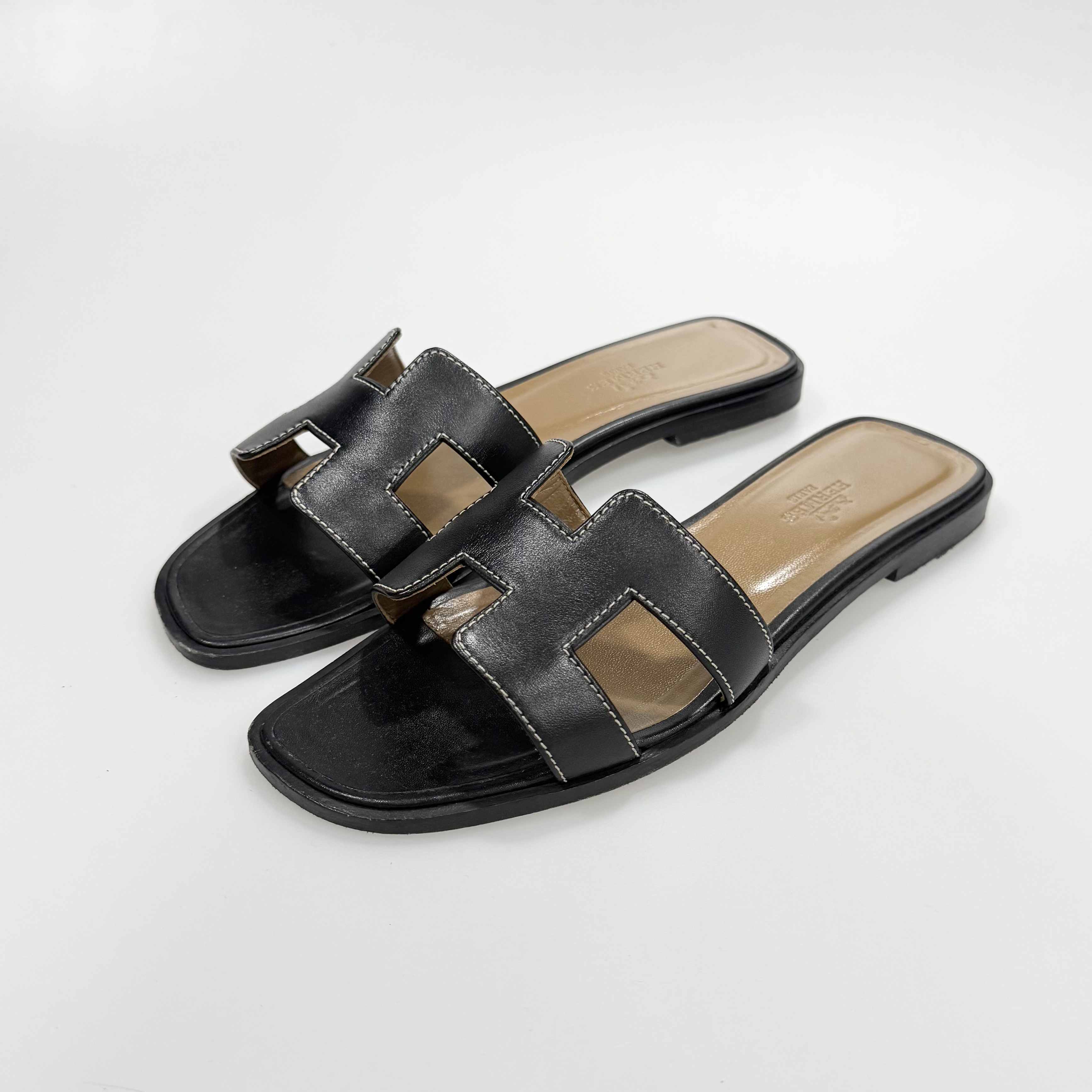 95新 Hermes/爱马仕 36.5码Hermes 经典款H拖鞋 黑色95新