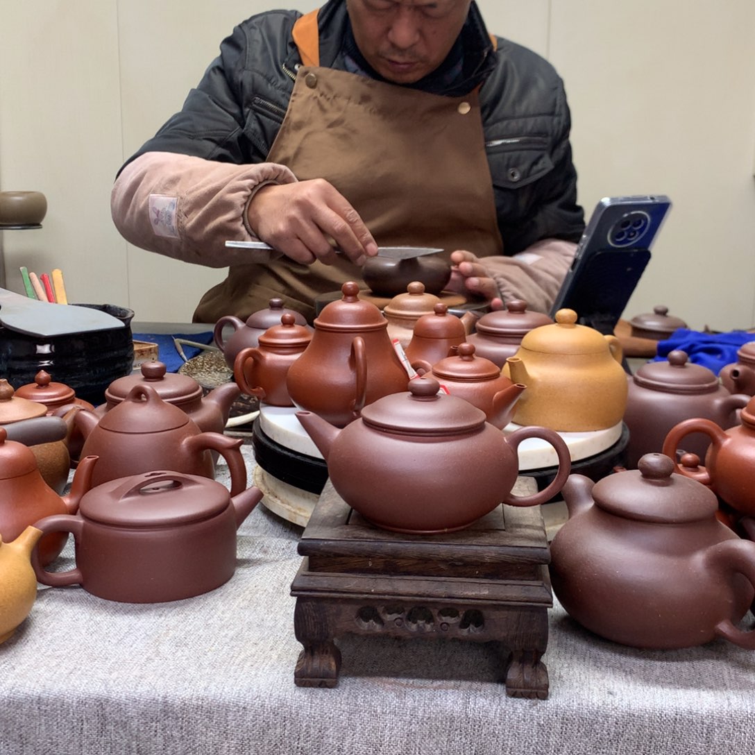 紫泥茶壶水平150 C半手工制作