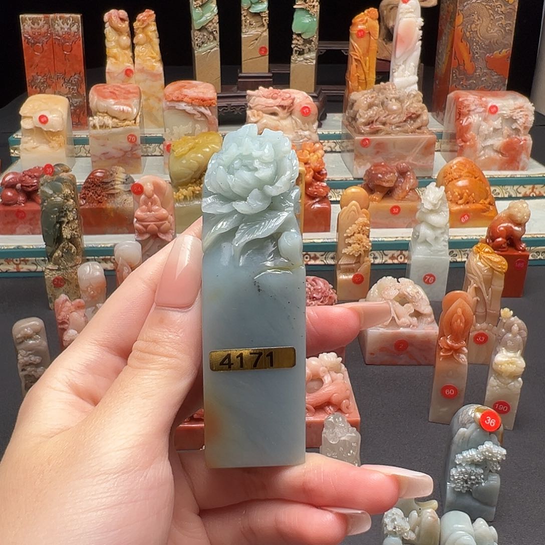 昌化石印石盖*虎手工制作