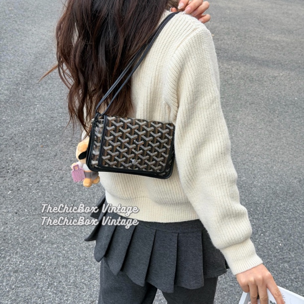 95新 Goyard 只盒/经典款黑色monogram plumet信封包