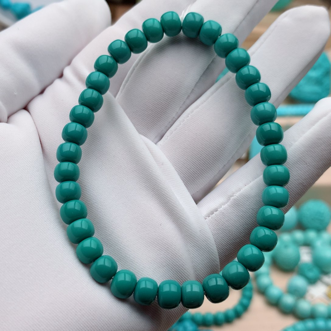 绿松石珠宝奇石未镶嵌6.5mm