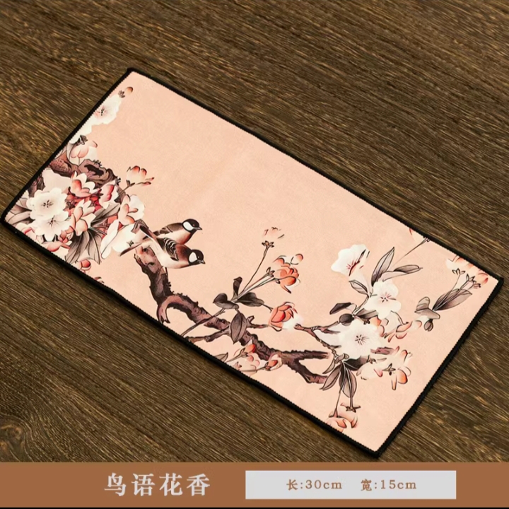 加厚鸟语花香毛绒吸水茶巾