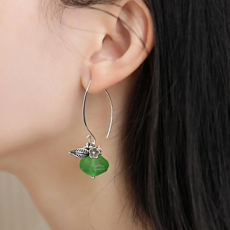 925银耳饰 <意浓>E25894琉璃小鸟吊坠五瓣花耳钩耳环AB款多样性