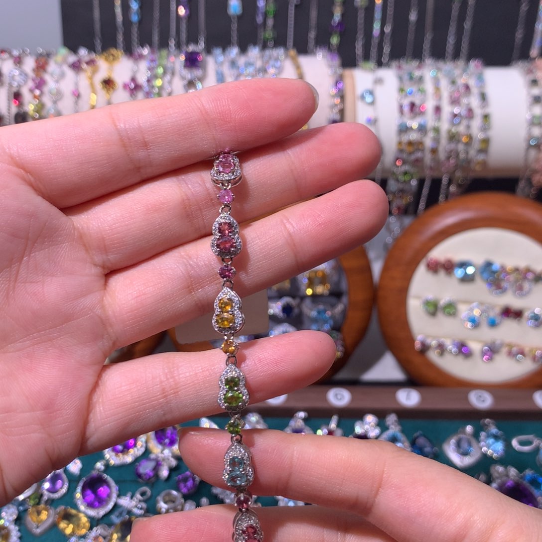 *****碧玺银S925镶嵌手链