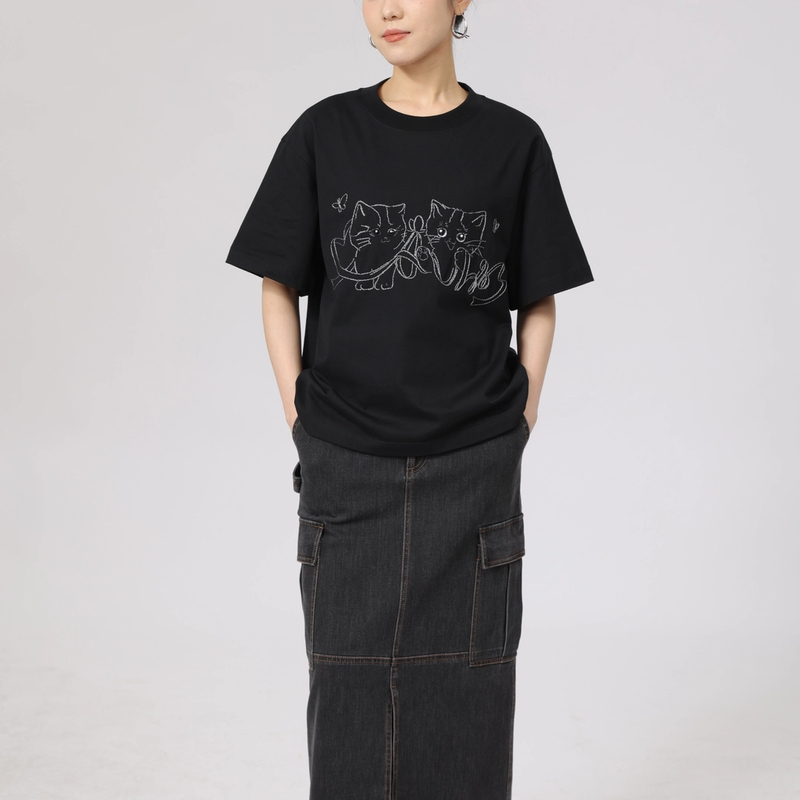 AMASS/阿玛施时尚新款早春休闲半袖百搭显瘦短袖圆领T恤530088