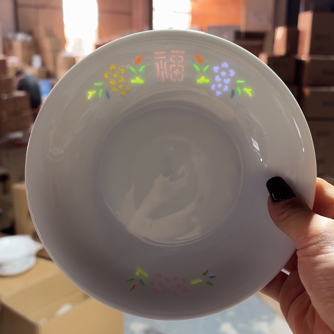 景德镇6英寸骨碟两个微瑕七彩福
