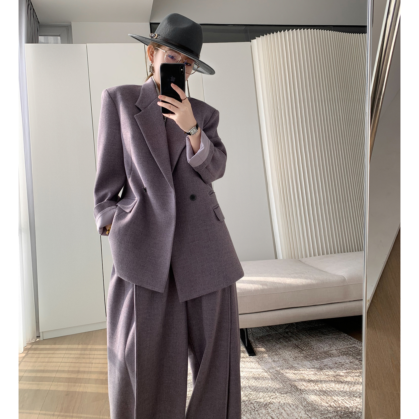 懂点毛呢外套女2025年秋冬季新款高级感呢子西装阔腿裤外套女