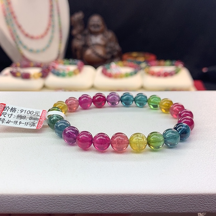 碧玺手链未镶嵌彩虹手串8mm