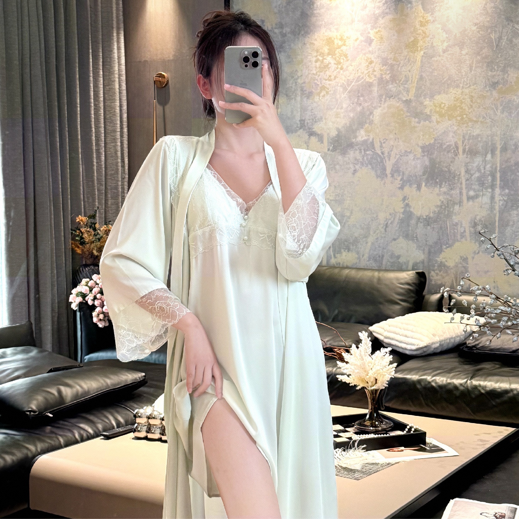 《自在夏日》高级感定制醋酸纯欲性感轻奢吊带睡袍