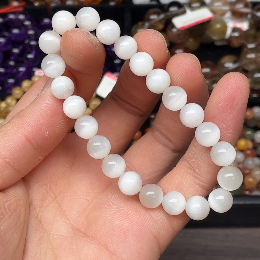 未镶嵌手链水晶木变白兔毛8.3