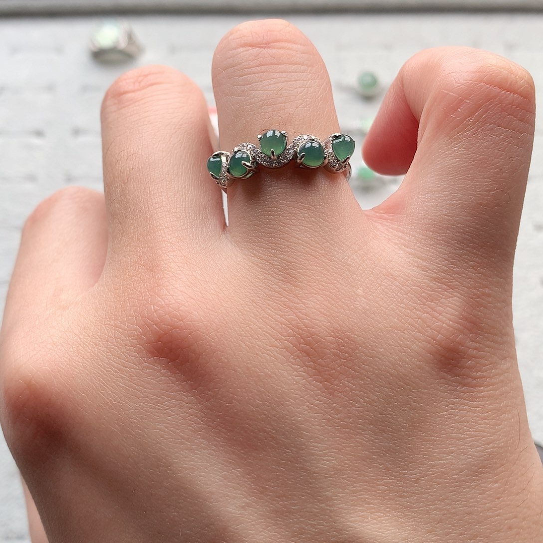 翡翠戒指银S925镶嵌0065