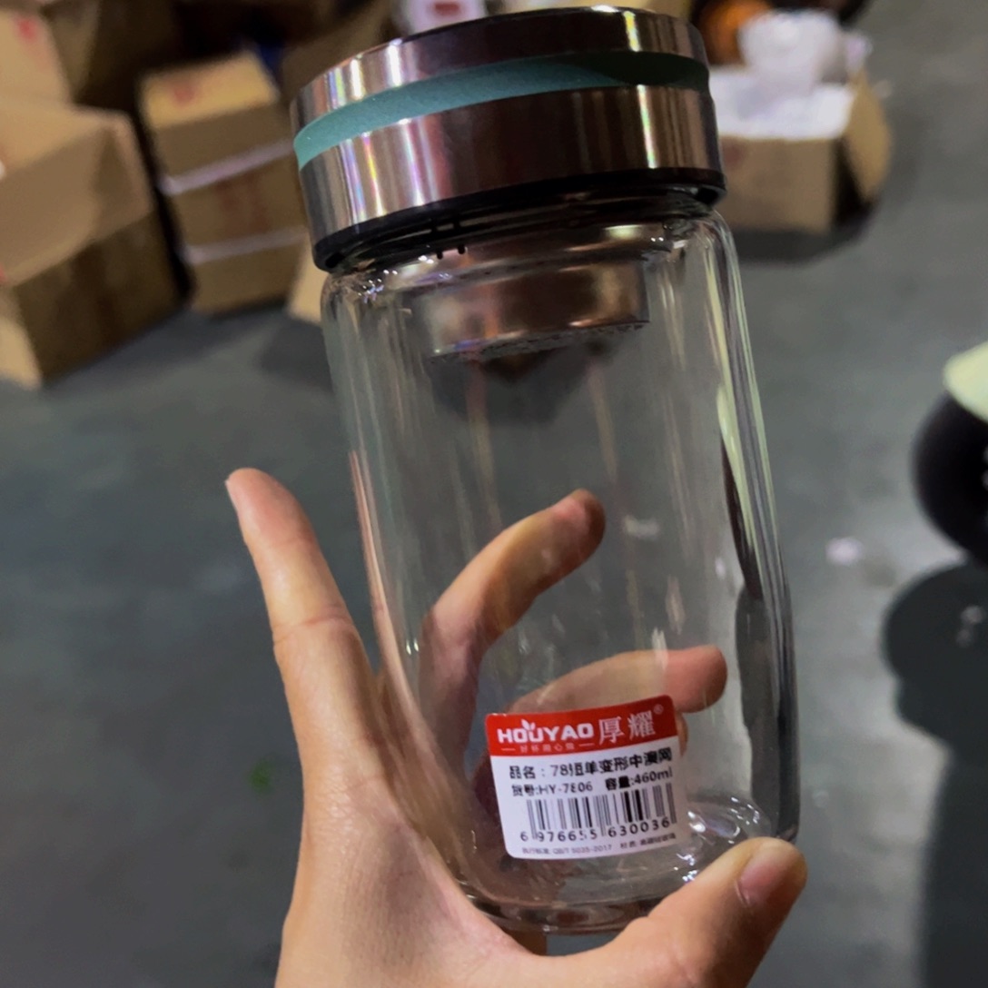 厚耀单层烫手玻璃杯460深奥绿色玻璃杯