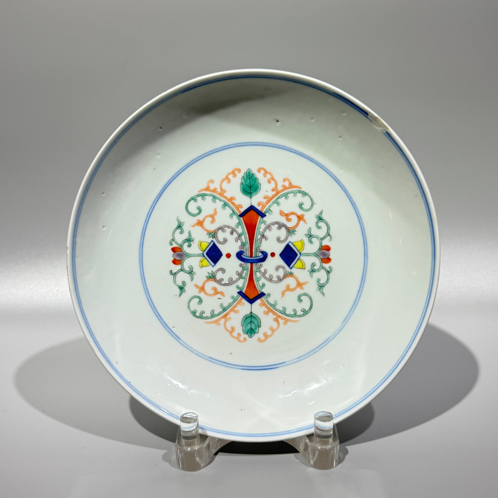 QW2-15清光绪·斗彩忍冬纹大盘【古董拍卖】