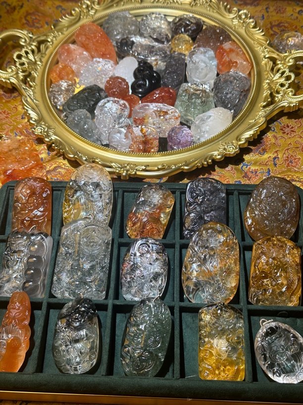 【灵起 水晶】天然水晶纯手工雕刻龙狐蛇黄精美手串吊坠 带精美链子