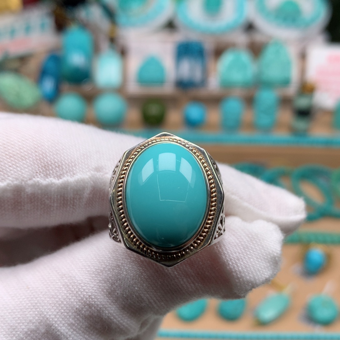 银S925镶嵌绿松石珠宝奇石