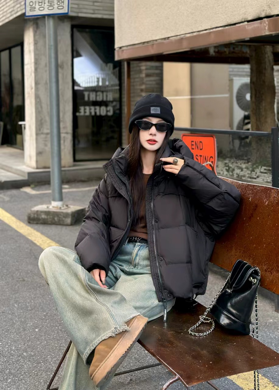 【现货爆款】2025新款羽绒服女韩版宽松连帽保暖休闲冬装外套A
