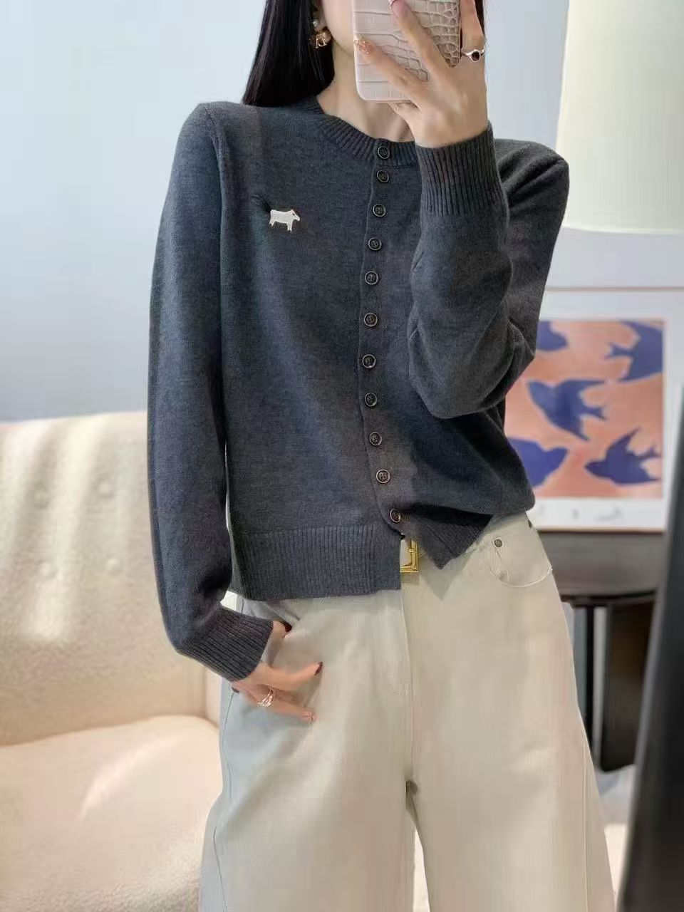 25157（重工小马刺绣）小外套针织衫