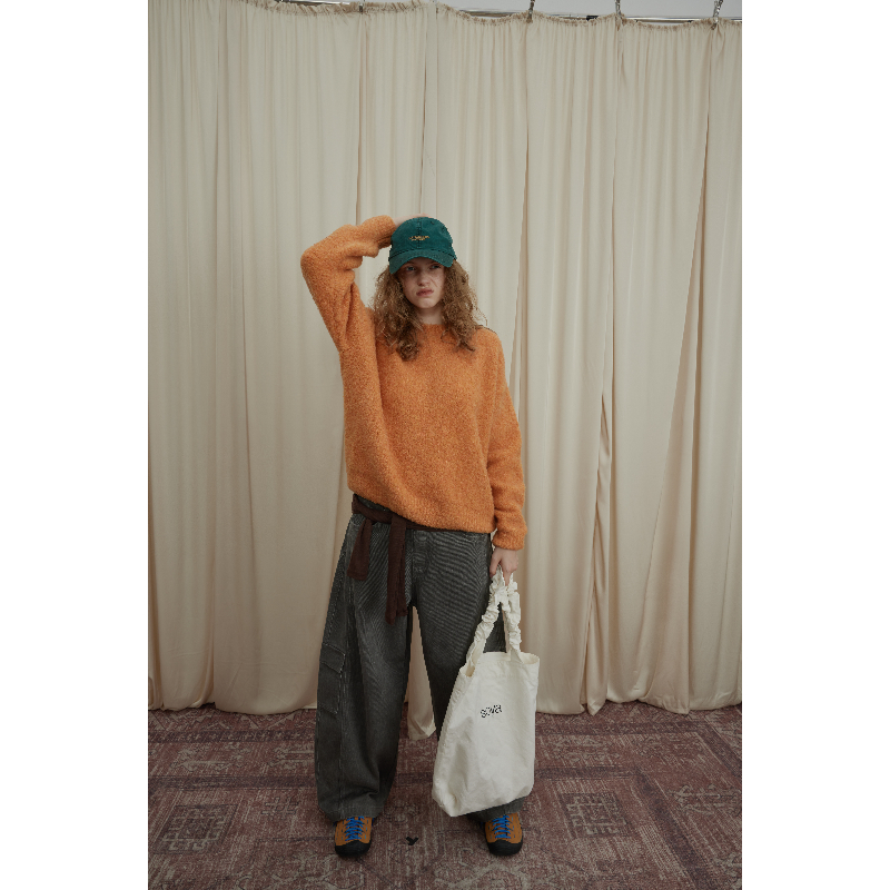 BMLT[云茸轻影]羊毛圆领慵懒风宽松长袖秋冬新款针织毛衣女上衣