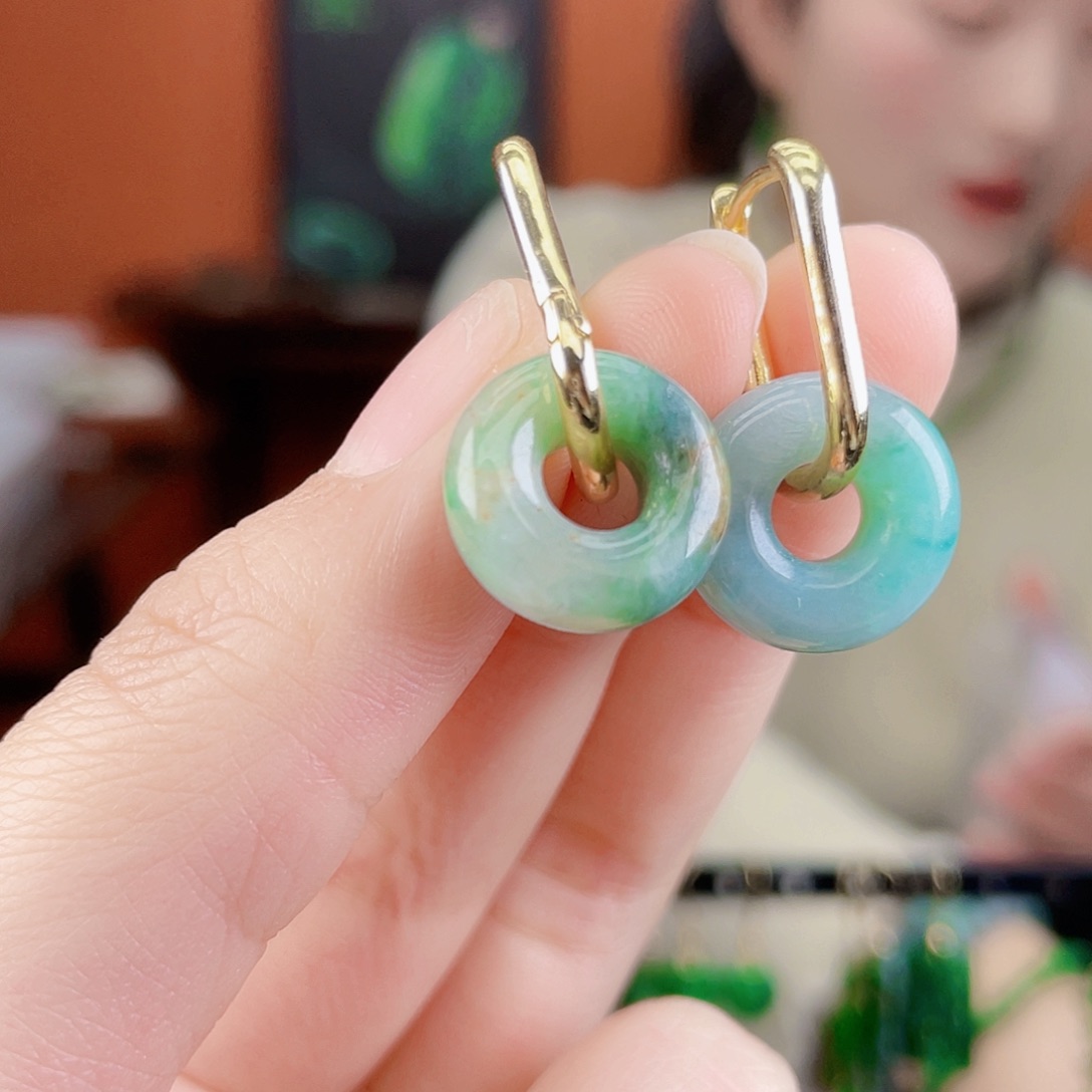 翡翠未镶嵌耳饰饰品