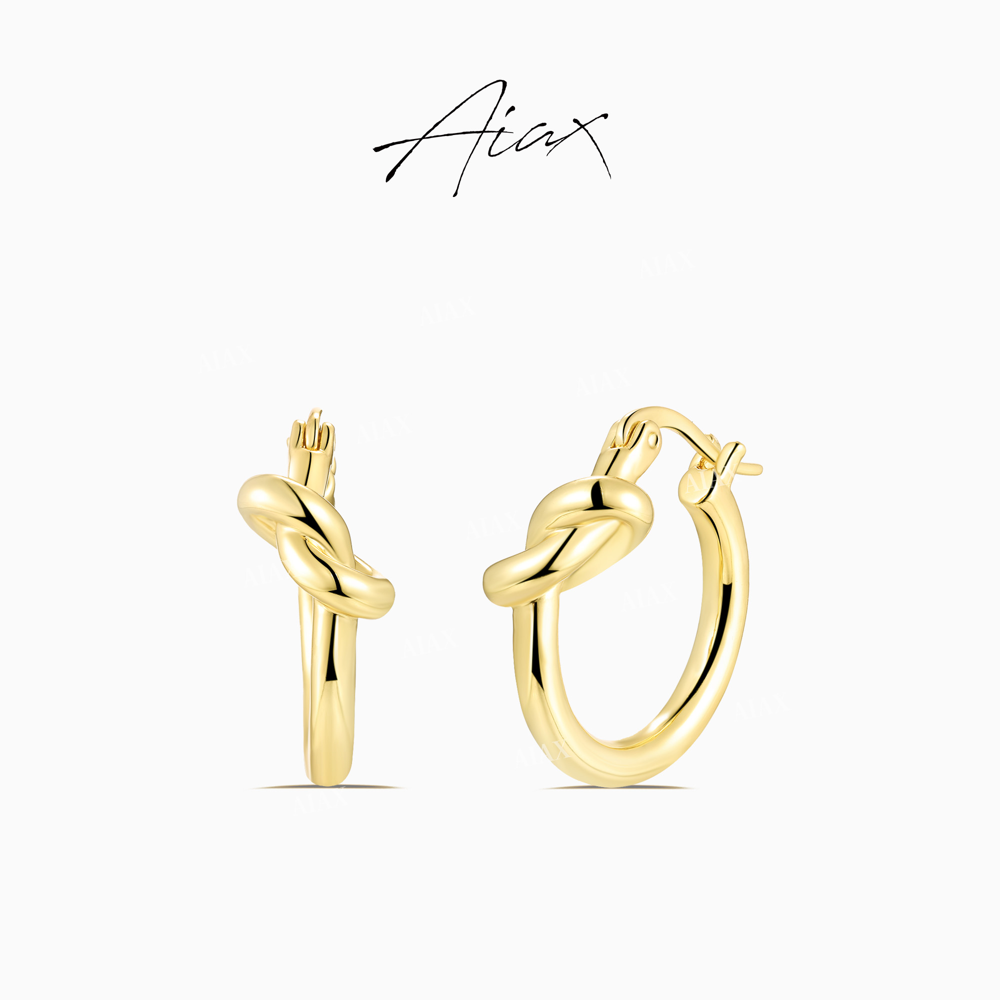 AIAX 镀K金【情人节】简约时尚素款金属风扭结耳环TSL1466