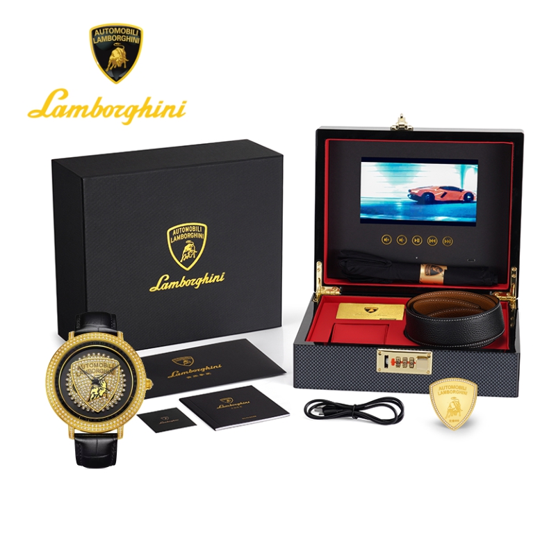 AutomobiliLamborghiniL兰博基尼金色扭转乾坤腕表{送腰带}高