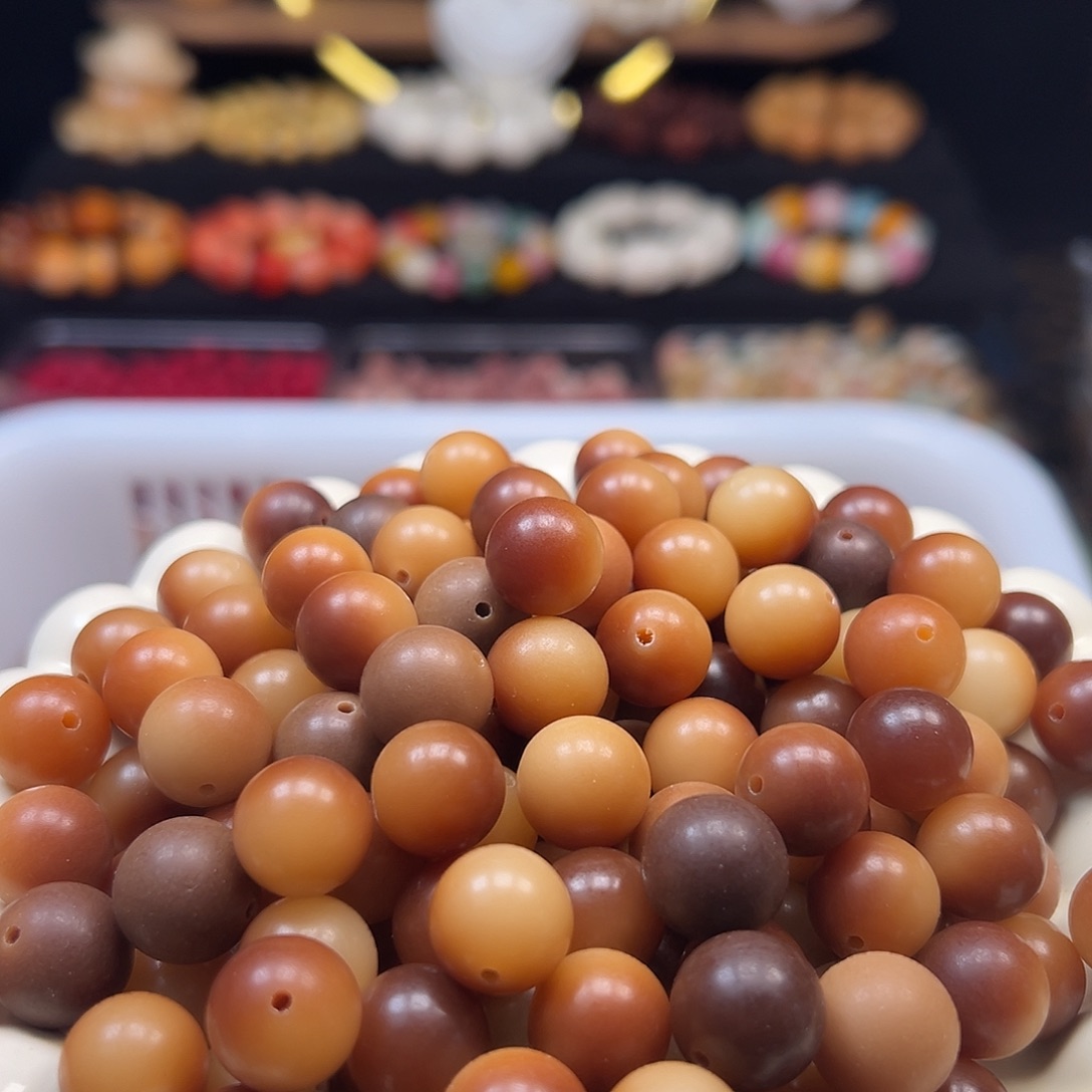 菩提根/象牙果手串卡13左右炭烧圆110颗
