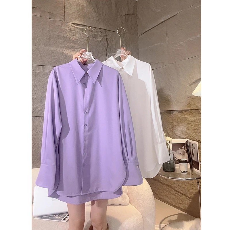 NANA定制 新款翻领加厚升级抗皱衬衫长袖气质上衣-1039