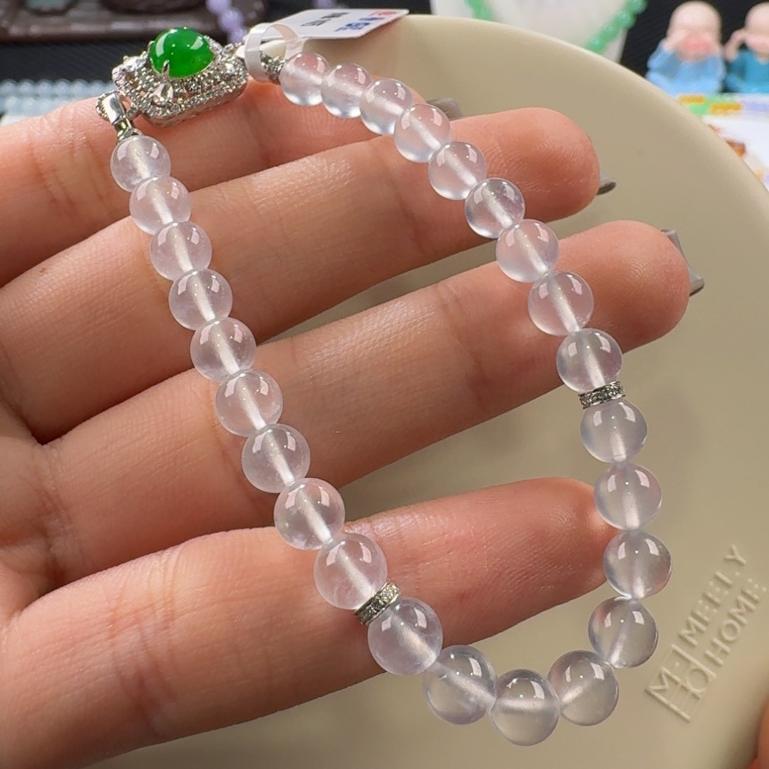 翡翠手链未镶嵌玻璃白钢手串卡6 毕业！收藏级！