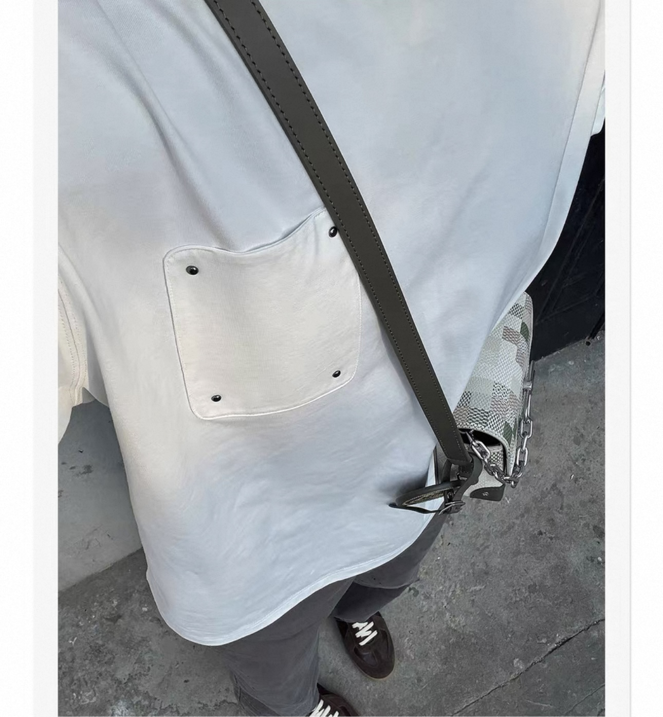 清爽干净！！太舒服了！铆钉口袋设计短袖T恤 男女同款（微瑕）