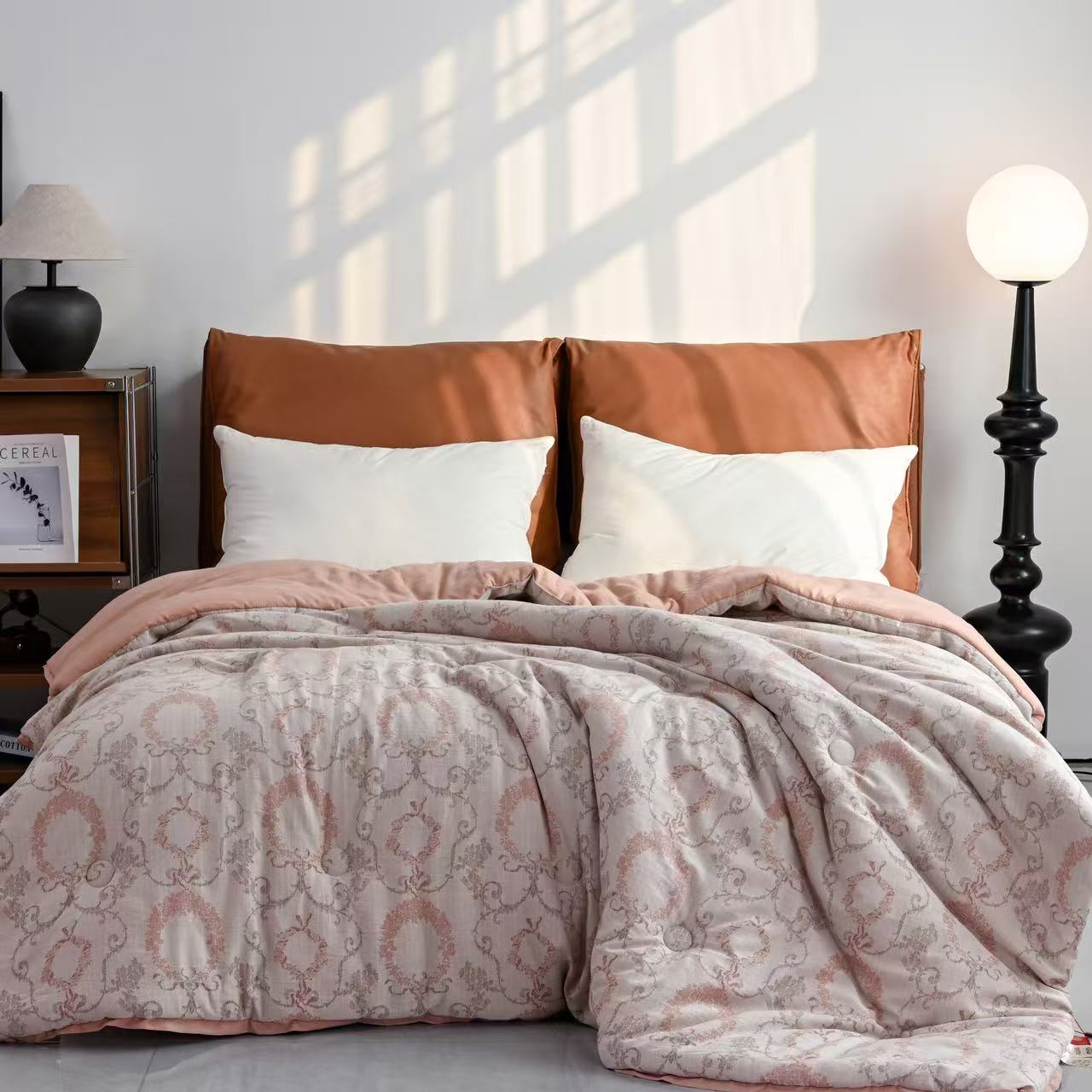 【蕾里斯】200*230cm全棉高定贡缎提花双层纱酥绒棉冬被约2.6kg